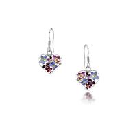 Shrieking Violet 925 Sterling Silver Heart Real Flower Drop Earrings - Assorted Flowers (Purple Haze)