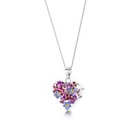 Shrieking Violet 925 Sterling Silver Medium Heart Real Flower Pendant Necklace - Assorted Flowers (Purple Haze)