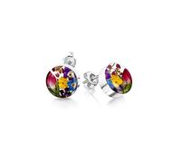 Shrieking Violet 925 Sterling Silver Round Real Flower Stud Earrings - Assorted Flowers (Multicolour)