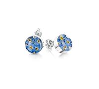 Shrieking Violet 925 Sterling Silver Round Real Flower Stud Earrings - Forget-Me-Not (Blue)