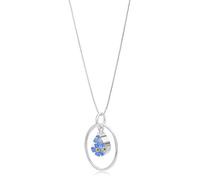 Shrieking Violet 925 Sterling Silver Teardrop Hoop Real Flower Pendant Necklace - Forget-Me-Not (Blue)