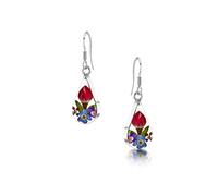 Shrieking Violet 925 Sterling Silver Teardrop Real Flower Drop Earrings - Assorted Flowers (Multicolour)
