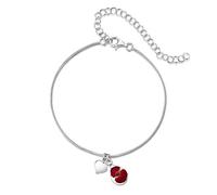 Shrieking Violet 925 Sterling Silver Teardrop Real Flower Snake Chain Ankle Bracelet - Poppy (Red)