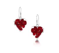 Shrieking Violet Sterling Silver Poppy Heart Drop Earrings - Silver