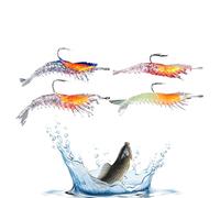 Shrimp Bait - Shrimp Hook, 4 Pieces Artificial Bright for Sea Bass Lake River River Bank Stream and Pond