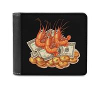 Shrimp Coin Crypto Shrimp Bifold Wallet PU Leather Pocket Wallet Slim Purse for Women Men Gifts