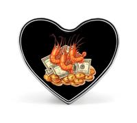 Shrimp Coin Crypto Shrimp Brooch Pins for Women Men Cute Heart Badge Lapel Pins for Party Wedding