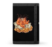 Shrimp Coin Crypto Shrimp Trifold Wallet Portable Slim Purse Wallet Card Holder with Zip for Men Women
