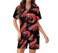 Shrimp Daddy Womens Pajamas Set Short Sleeve Pj Sets Sleepwear Casual Two-Piece Loungewear