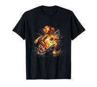 Shrimp Dunk on Shark Basketball Explosive Ocean fire Attack T-Shirt