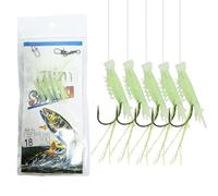 Shrimp Feathers 5 Hook Size 2/0 Sea Mackerel Fishing Rigs Living Prawn Sabiki Bass Cod Sea Jigs Pier Boat Lure Herring Pollock Boat Whiting Pre Tied