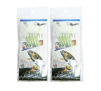 Shrimp Feathers 5 Hook Size 2/0 Sea Mackerel Fishing Rigs Living Prawn Sabiki Bass Cod Sea Jigs Pier Boat Lure Herring Pollock Boat Whiting Pre Tied