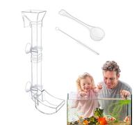 Shrimp Feeder Tube - PC Streamlined Flare-Mouth,Feeding Dish Set, Aquarium Feeder, Long Tube | With Cleaning Brush & Measuring Spoon, Clear Feeding Tool For Shrimp Tanks, Fish Tank