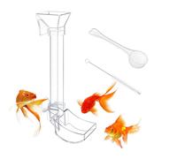 Shrimp Feeding Tube - Aquarium Fish Feeder for Depositing | Clear Acrylic with Suction Cups & Landing Tray for Brine Shrimp, Pellets, and Bottom Dwelling Inhabitants