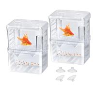 Shrimp Fish Breeding Box,Guador 2 Pcs Multi Functional Double Layer Fish Isolation Box Aquarium Fish Breeder Box Isolation Box Breeder Hatchery Incubator with Suction Cup (2 Stück M)