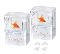 Shrimp Fish Breeding Box,Guador 2 Pcs Multi Functional Double Layer Fish Isolation Box Aquarium Fish Breeder Box Isolation Box Breeder Hatchery Incubator with Suction Cup (2 Stück L)