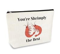 Shrimp Gifts for Women Shrimply Themed Makeup Bag Shrimp Lover Gift Inspirational Gift for Her Sister Daughter Friends Friendship Gifts Cosmetic Bag Birthday Christmas Graduation Present Travel Pouch