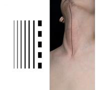 Shrimp Line Straight Line Herbal Tattoo Sticker, Semi-permanent, Non-reflective, Waterproof, Realistic, No Color Loss, Lasts 2 Weeks,Temporary Tattoos(2pcs)