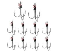 Shrimp Live Bait Hooks - 10 Pieces Steel - 3 Hooks for Saltwater, Fishing Accessories for River, Trout, Bar, Trolling, Sea, Jigging, Freshwater Day and Night, Surf, Lake
