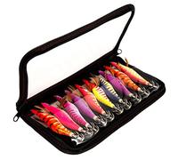 Shrimp Lures, Fishing Lure Kit Artificial Shrimp Bait Fake Shrimp Squid Hook Rig Luminous Soft Wooden Wrapped Prawn for Night Dawn Fishing 10PCS, Artificial Soft Bait Set