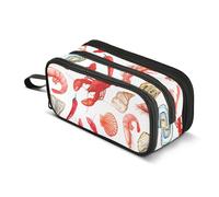 Shrimp Oyster Pepper White Pencil Case Large Capacity Pencil Pouch with Zipper Portable Aesthetic Pen Bag Holder Box Organizer School Supplies for Teen Girl Boy Men Women Adult