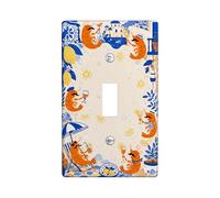 Shrimp Single Light Switch Cover Plate, Summer Playful Lemon Cocktail Summer Orange Plastic Standard Size Switch Plate Decorative for Bedroom Bathroom Kitchen Entrance Decor (Single)