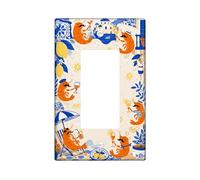 Shrimp Single Rocker Light Switch Cover, Summer Playful Lemon Cocktail Summer Orange Plastic Standard Size Switch Plate Decorative for Living Room Bedroom Home Office Decor