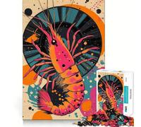 Shrimp with Retro Design 1000 Piece Jigsaw Puzzles for Teenagers Jigsaw Solid Logic Toy Calm Fun Precision Cut Santa Wish Item 38x26cm