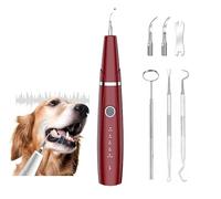 Shrimpland Dog Teeth Cleaning Kit, Pet Tooth Cleaner Dental Care Tartar Plaque Remover for Dogs and Cats (Red)