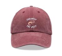 Shrimply The Best Baseball Cap Vintage Washed Unisex Dad Hat Adjustable Red