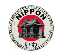 Shrine Stone Nippon Sacred Rock Rustic Metal Tin Sign