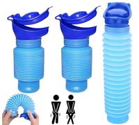Shrinkable Urinal 2 Pieces 750 ml Male Woman Portable Mobile Toilet Potty Pipi Urine Bottle Reusable Emergency Urinal for Jams and Queues for Camping Cars