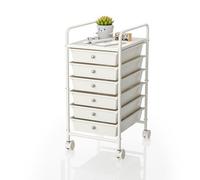 Shrivee 6-Tier Utility Cart with 6 Drawers, Rolling Utility Cart with 2 Lockable Caster Wheels, Multipurpose Mobile Rolling Drawer Cart for Office Bathroom Kitchen Kids' Room Classroom, NR-CT606W