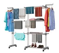 Shrivee Airer Clothes Drying Rack 3 Tier Expandable Stainless Steel Standing Laundry Racks (Grey)