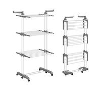 Shrivee Clothes Airer Tower, Foldable Clothes Airer with 6 Foldable Wings on 3 Levels, Folding Legs Save Space Inside and Outside the House (Grey)
