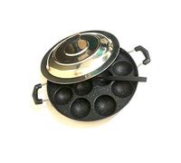 SHRIYA Non Stick 12 Cavity Appam Pan with Lid, Aluminium & Stainless Steel, Round, Black