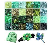 SHRJ 12000Pcs Loose Cup Sequins 5.2mm Bulk Colorful Round Sequin Spangles with Holes Iridescent Embroidery Sequins for DIY Craft Sewing Nail Festival Costume Decoration 24 Colors (Green Colors)