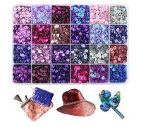 SHRJ 12000Pcs Loose Cup Sequins 5.2mm Bulk Colorful Round Sequin Spangles with Holes Iridescent Embroidery Sequins for DIY Craft Sewing Nail Festival Costume Decoration 24 Colors (Purple Colors)