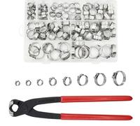 SHRJ 130pcs Pex Clamp Assortment Kit with Pliers, 304 Stainless Steel Heavy Duty PEX Cinch Crimp Rings Pinch Clamps Adjustable 1/4"- 0.92"(6-23.5mm) for PEX Tubing Pipe Fitting Connections