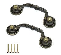 SHRJ 2 Pack 3" Hole Centers Antique Drawer Pulls Vintage Bronze Cabinet Handles Dressing Wardrobe Table Drawer Handles