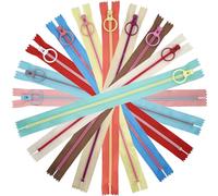 SHRJ 20pcs Resin Zippers with #3 Lifting Ring Pulls Close-end for Sewing Bulk, Nylon Plastic Zippers for DIY Tailor Sewing Craft Bags Garment Clothing, 10 Colors (20cm/8inch)