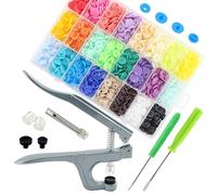 SHRJ 360 Sets T5 Snaps Buttons No Sew Plastic Snaps Fasteners with Pliers Tools 24 Colors Snap Fasteners Buttons Kit for Sewing Clothes Fabric DIY Crafting (with Pliers Tool)