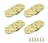 SHRJ 4 Pcs Brass Butler Tray Hinge Round Edge, 180 Degree Folding Flip Top Ellipse Table Clamshell Hinge for Folding Furniture Sewing Machine with Screws