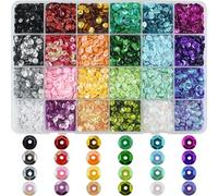 SHRJ 6mm Loose Cup Sequins, 24 Colors Bulk Rainbow Round Sequin Iridescent Embroidery Sequins for DIY Craft Sewing Nail Festival Costume Decoration, 12000pcs