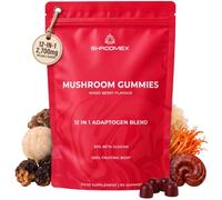 Shroomex 12-in-1 Mushroom Gummies 2,700mg with Lion's Mane, 90 Gummies | 6 Mushroom Extracts And 6 Nutrients, 50% Beta-Glucans, 100% Fruiting Body, Mixed Berry Flavour. Vegan, Lab Tested, UK Made.