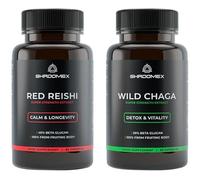 Shroomex Longevity Capsules Bundle - Reishi and Chaga Mushroom Extract - 60 Vegan Capsules - Dual Extract - High Strength Immune & Vitality Stack - Brain & Body Support - UK Made