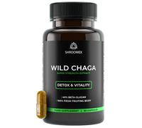Shroomex Wild Chaga Super Strength Extract | Chaga Mushroom 15:1 Dual Extract | Mushroom Supplement with 40% Beta Glucan | 60 Vegan Capsules | Immune & Antioxidant Support | UK Made | Lab Tested