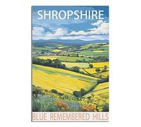 Shropshire Blue Remembered Hills Vintage Travel Posters Tree Canvas Art Print Office Family Bedroom Decorative Posters Gift Wall Decor Poster 8x12inchs(20x30cm) Unframe-.