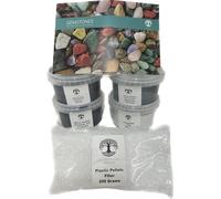 Shropshire Crystals Grit Refill Kit for Rock Tumbler Machines - 4 Pounds Grits Media + Poly Plastic Pellets - Polish for Any Brand Tumbler