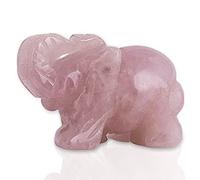 Shropshire Crystals Rose Quartz Elephant Gift Set - Hand Carved from Authentic Crystal - Comes with Velvet Pouch & Guide (1)